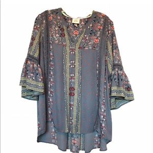 KNOX ROSE Floral Peasant Top